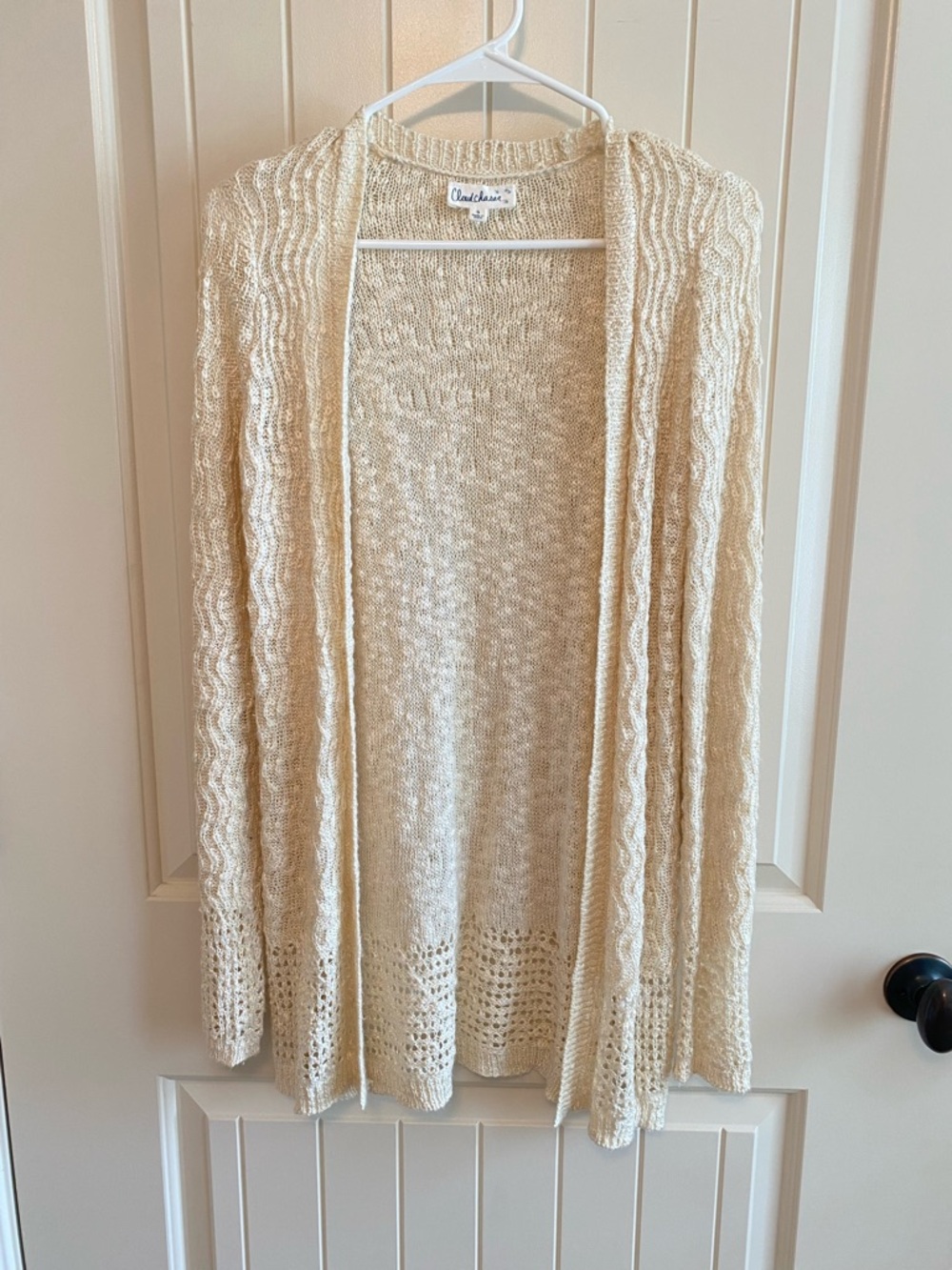 Cloud Chaser Open-Front Cream Knit Cardigan